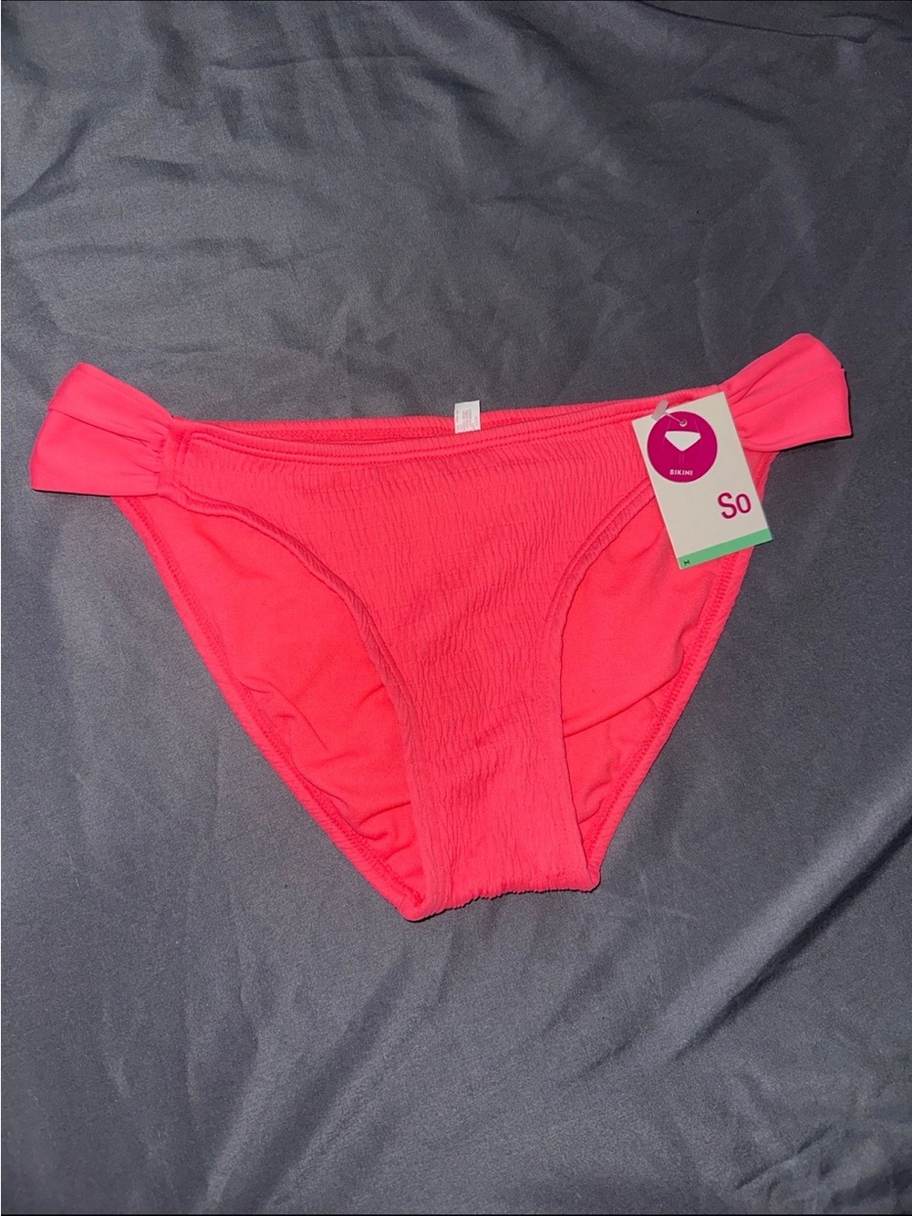 NWT SO Girl’s Pink Coral Ribbed Bikini Bottoms Bathing Suit Swim Bottoms Medium